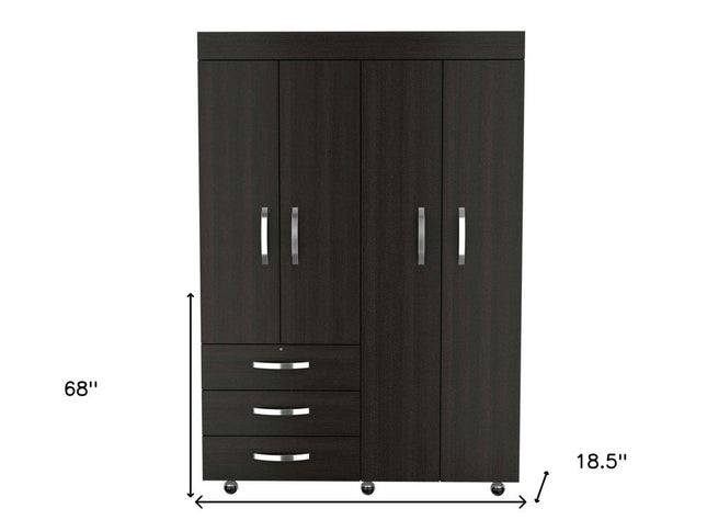 47" Black Three Drawer Combo Dresser