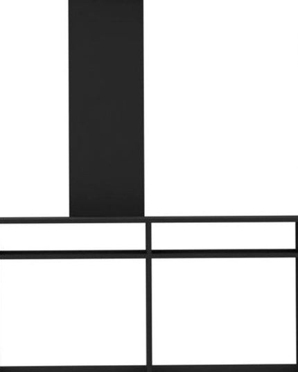 78" Black Wood Open shelving Entertainment Center