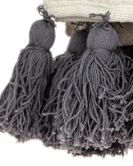 Off White Woven Cotton Solid Color Reversable Throw