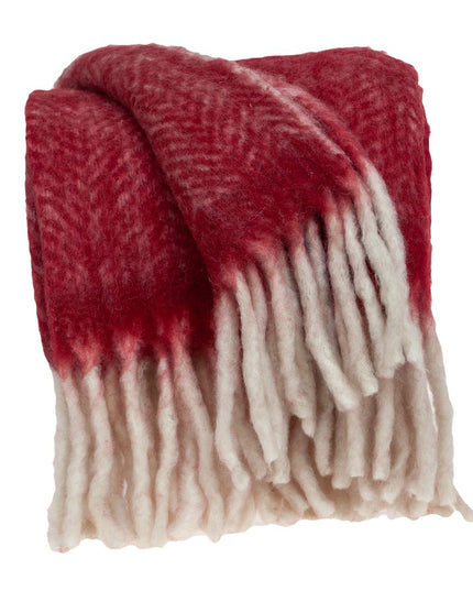 Red Woven Acrylic Solid Color Reversable Throw