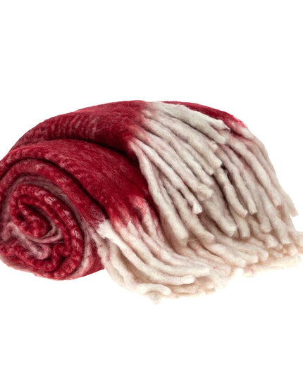Red Woven Acrylic Solid Color Reversable Throw