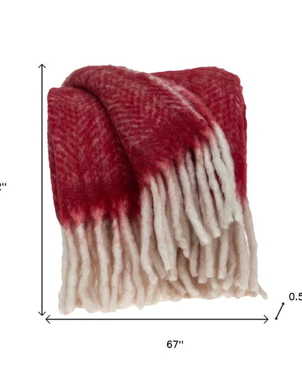 Red Woven Acrylic Solid Color Reversable Throw