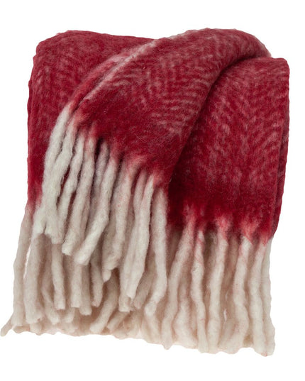 Red Woven Acrylic Solid Color Reversable Throw