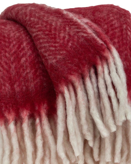 Red Woven Acrylic Solid Color Reversable Throw