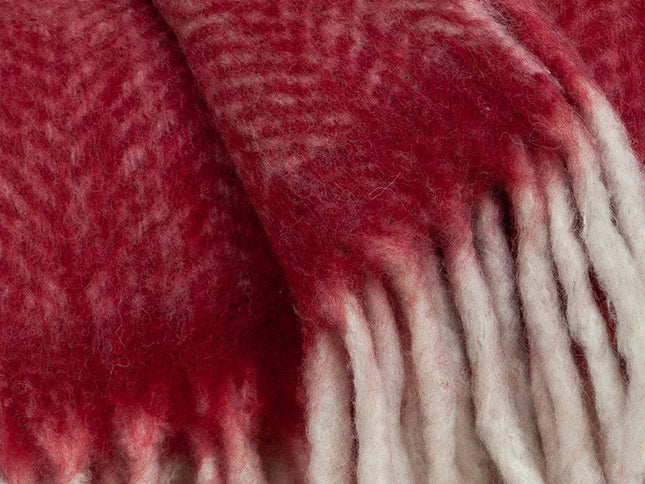 Red Woven Acrylic Solid Color Reversable Throw