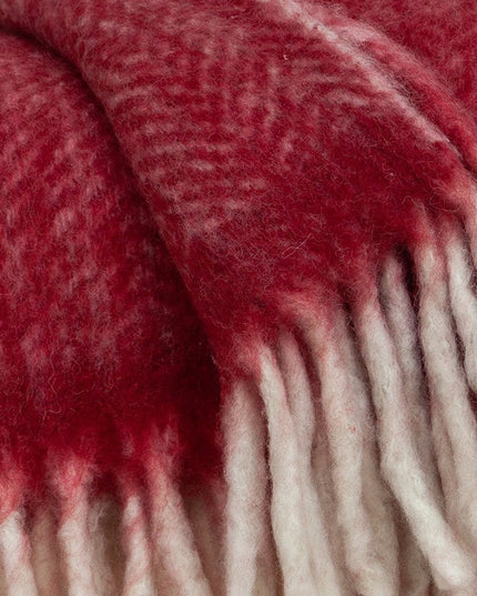 Red Woven Acrylic Solid Color Reversable Throw
