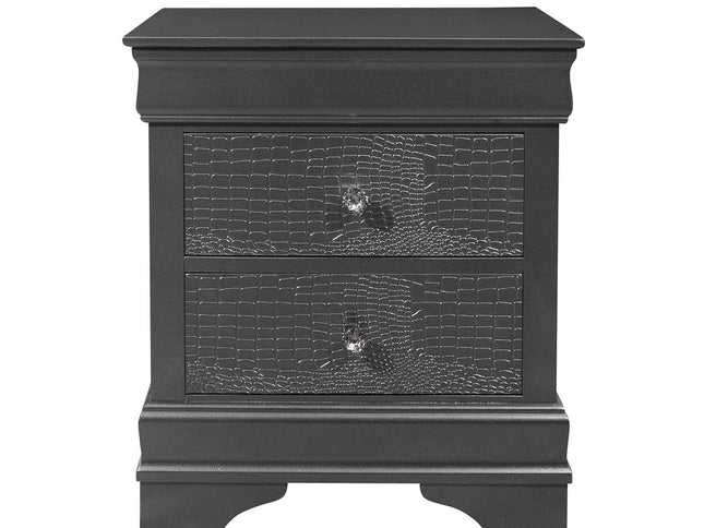 24" Gray Wood Shagreen Two Drawer Nightstand