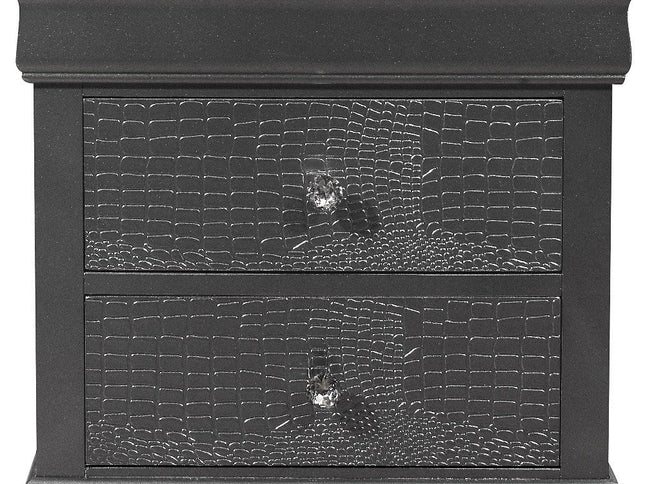 24" Gray Wood Shagreen Two Drawer Nightstand