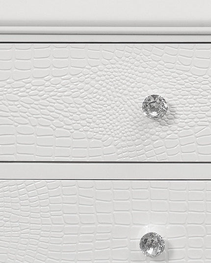 24" White Wood Shagreen Two Drawer Nightstand