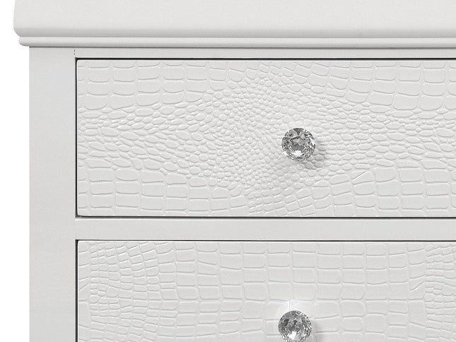 24" White Wood Shagreen Two Drawer Nightstand