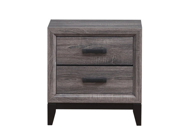 25" Gray Wood Two Drawer Nightstand