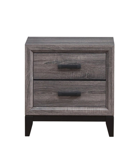 25" Gray Wood Two Drawer Nightstand