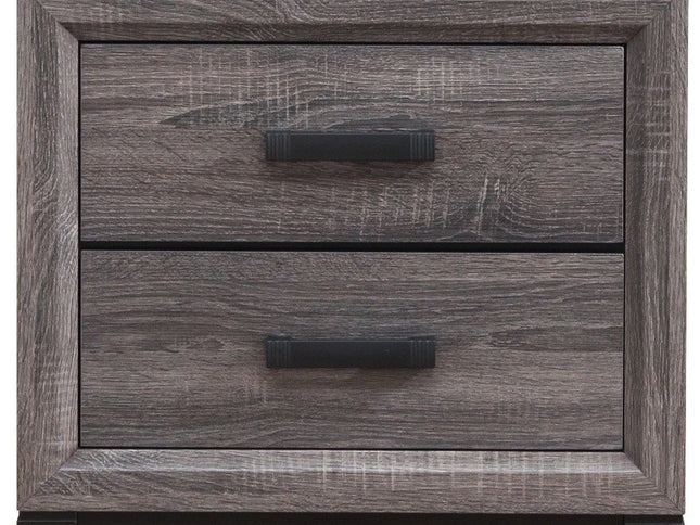 25" Gray Wood Two Drawer Nightstand