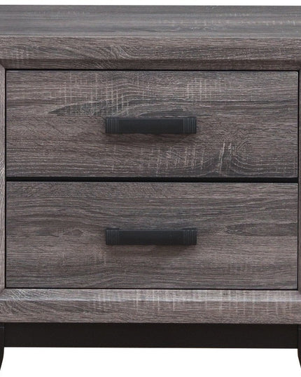 25" Gray Wood Two Drawer Nightstand