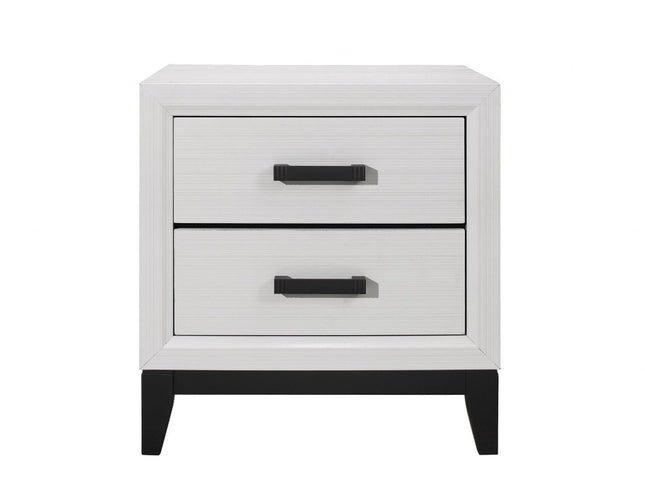 25" White Wood Two Drawer Nightstand