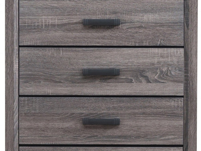 31" Grey Solid Wood Five Drawer Chest