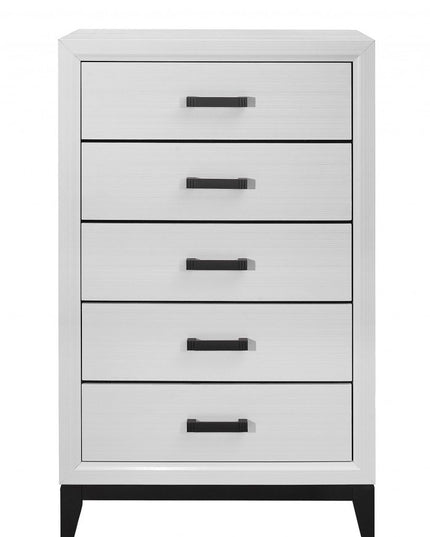 31" White Wood Five Drawer Standard Chest