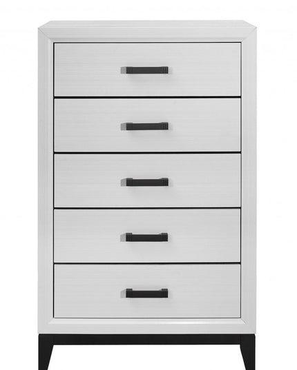 31" White Wood Five Drawer Standard Chest