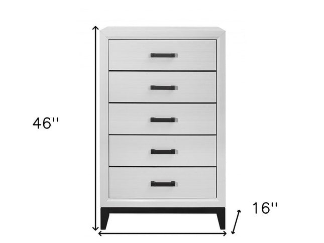 31" White Wood Five Drawer Standard Chest