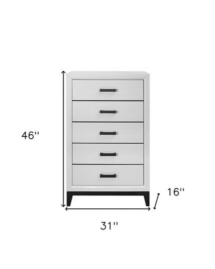 31" White Wood Five Drawer Standard Chest