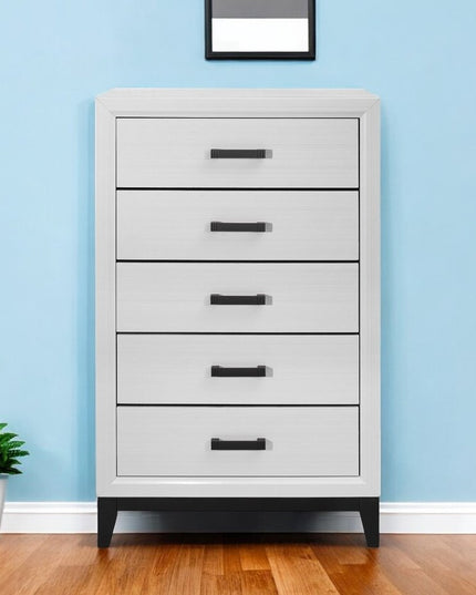 31" White Wood Five Drawer Standard Chest