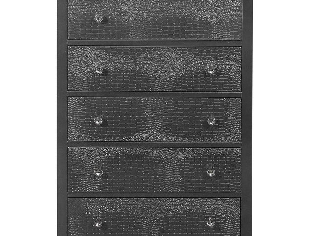 31" Metallic Grey Solid Wood Five Drawer Chest
