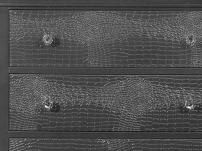 31" Metallic Grey Solid Wood Five Drawer Chest