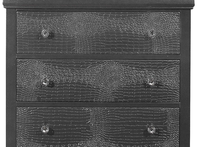 31" Metallic Grey Solid Wood Five Drawer Chest