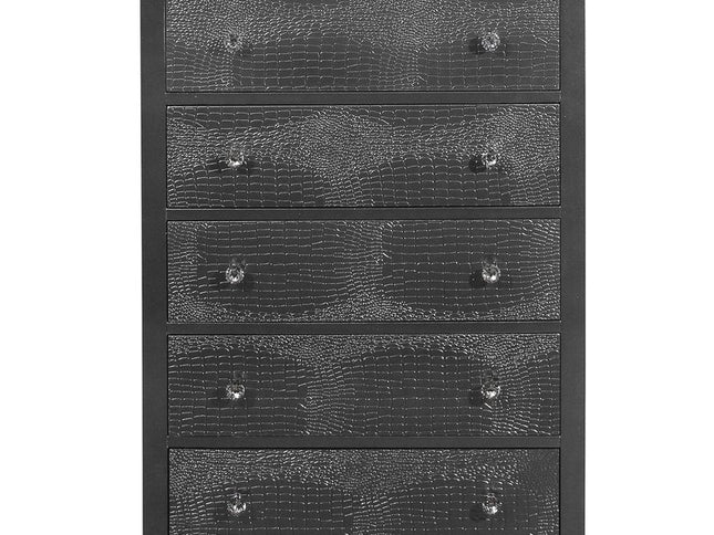 31" Metallic Grey Solid Wood Five Drawer Chest