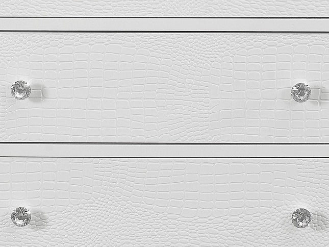 31" Metallic White Solid Wood Five Drawer Chest