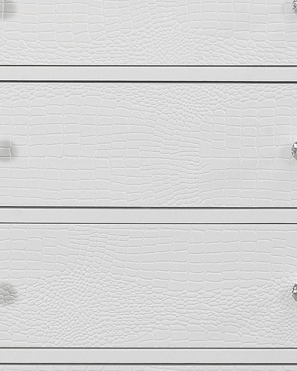 31" Metallic White Solid Wood Five Drawer Chest