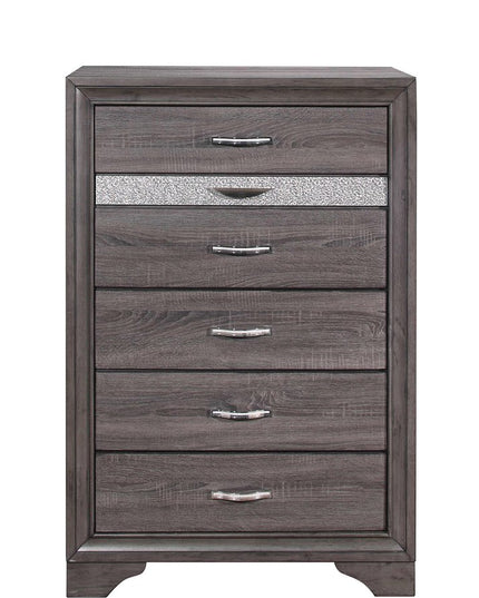 35" Grey Manufactured Wood Six Drawer Chest