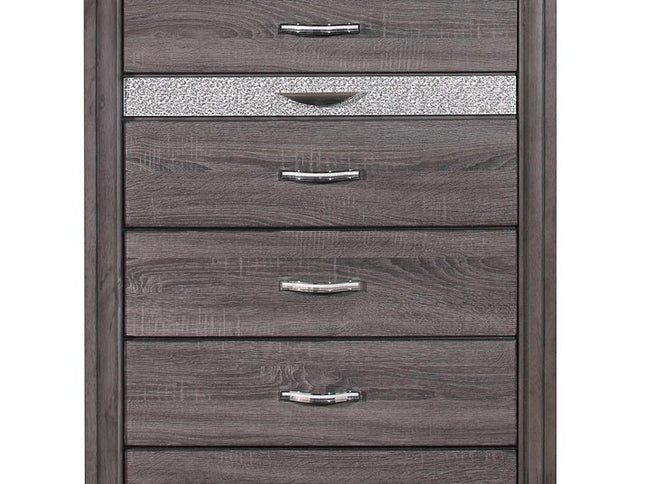 35" Grey Manufactured Wood Six Drawer Chest