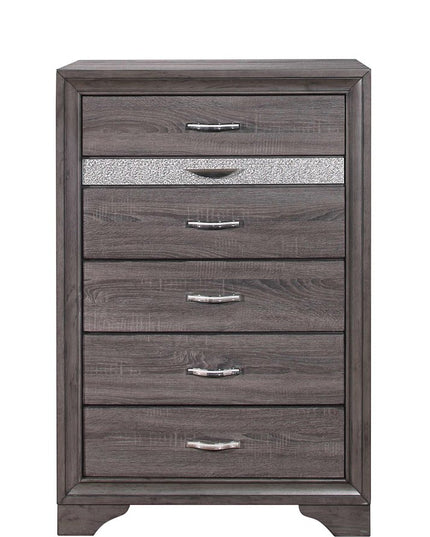 35" Grey Manufactured Wood Six Drawer Chest