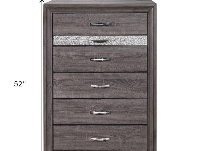 62" Grey Solid Wood Nine Drawer Double Dresser