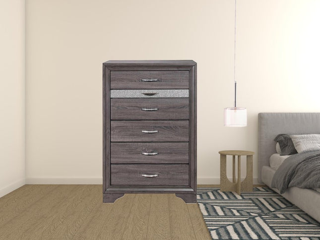 62" Grey Solid Wood Nine Drawer Double Dresser