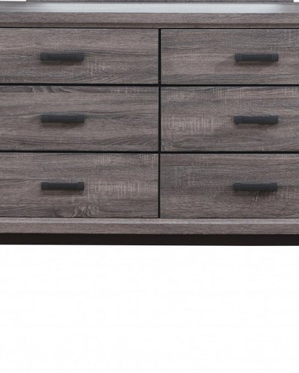 31" Grey Solid Wood Five Drawer Chest