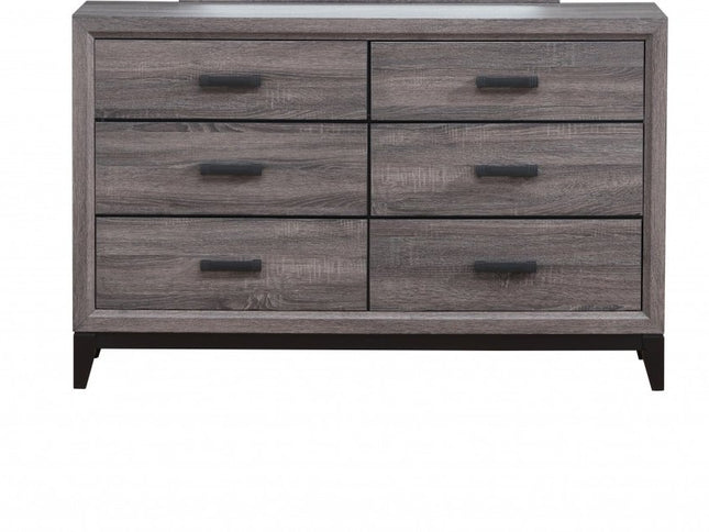31" Grey Solid Wood Five Drawer Chest