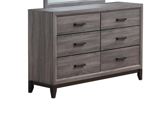 31" Grey Solid Wood Five Drawer Chest
