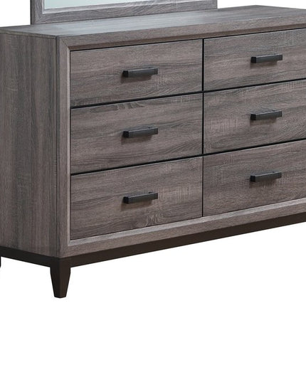 31" Grey Solid Wood Five Drawer Chest