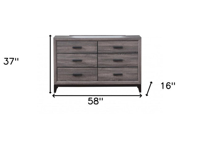 31" Grey Solid Wood Five Drawer Chest