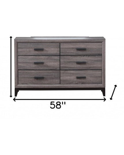 31" Grey Solid Wood Five Drawer Chest