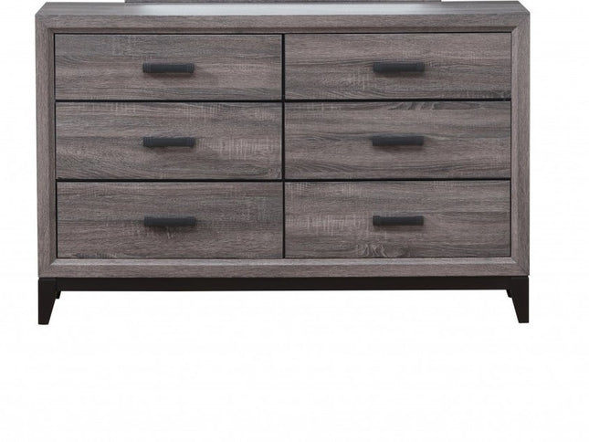 31" Grey Solid Wood Five Drawer Chest
