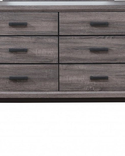 31" Grey Solid Wood Five Drawer Chest