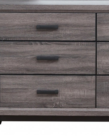 31" Grey Solid Wood Five Drawer Chest