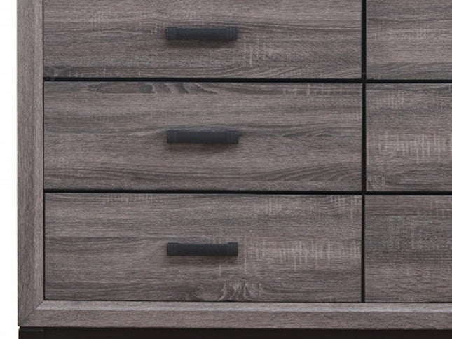 31" Grey Solid Wood Five Drawer Chest