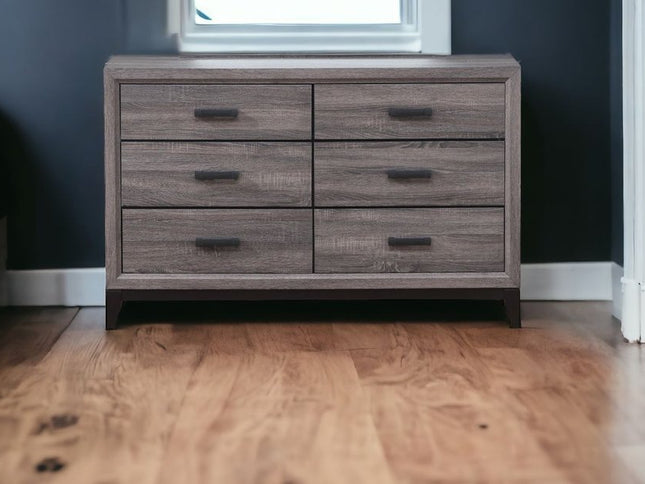 31" Grey Solid Wood Five Drawer Chest