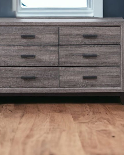 31" Grey Solid Wood Five Drawer Chest