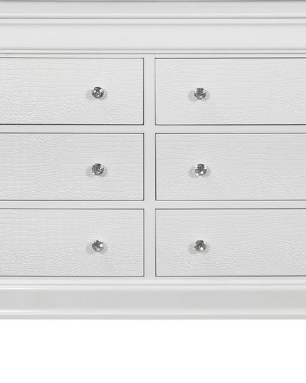 31" Metallic White Solid Wood Five Drawer Chest