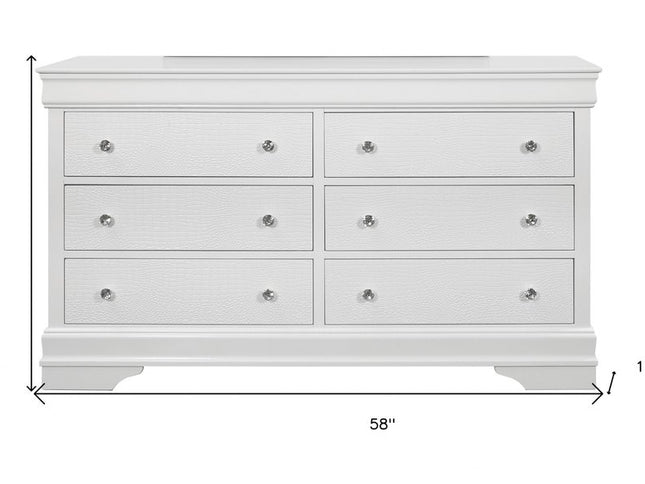 31" Metallic White Solid Wood Five Drawer Chest